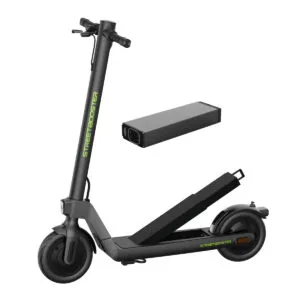 Monopattino elettrico nero con batteria rimovibile