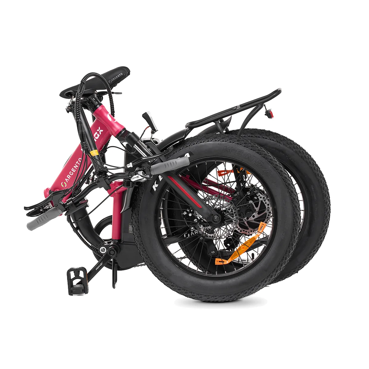 Bicicletta pieghevole rossa con ruote grasse