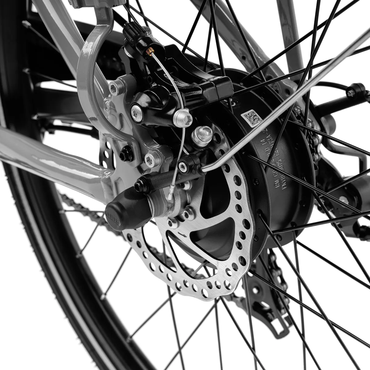 Dettaglio freno a disco bicicletta elettrica