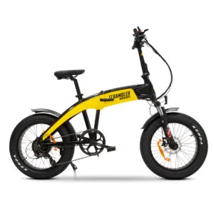 Bici elettrica pieghevole gialla e nera