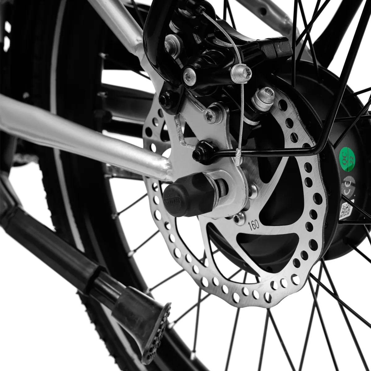 Dettaglio freno a disco bici elettrica
