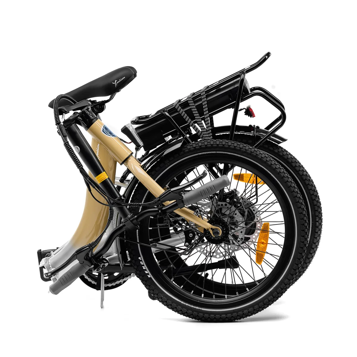 Bicicletta pieghevole nera e beige