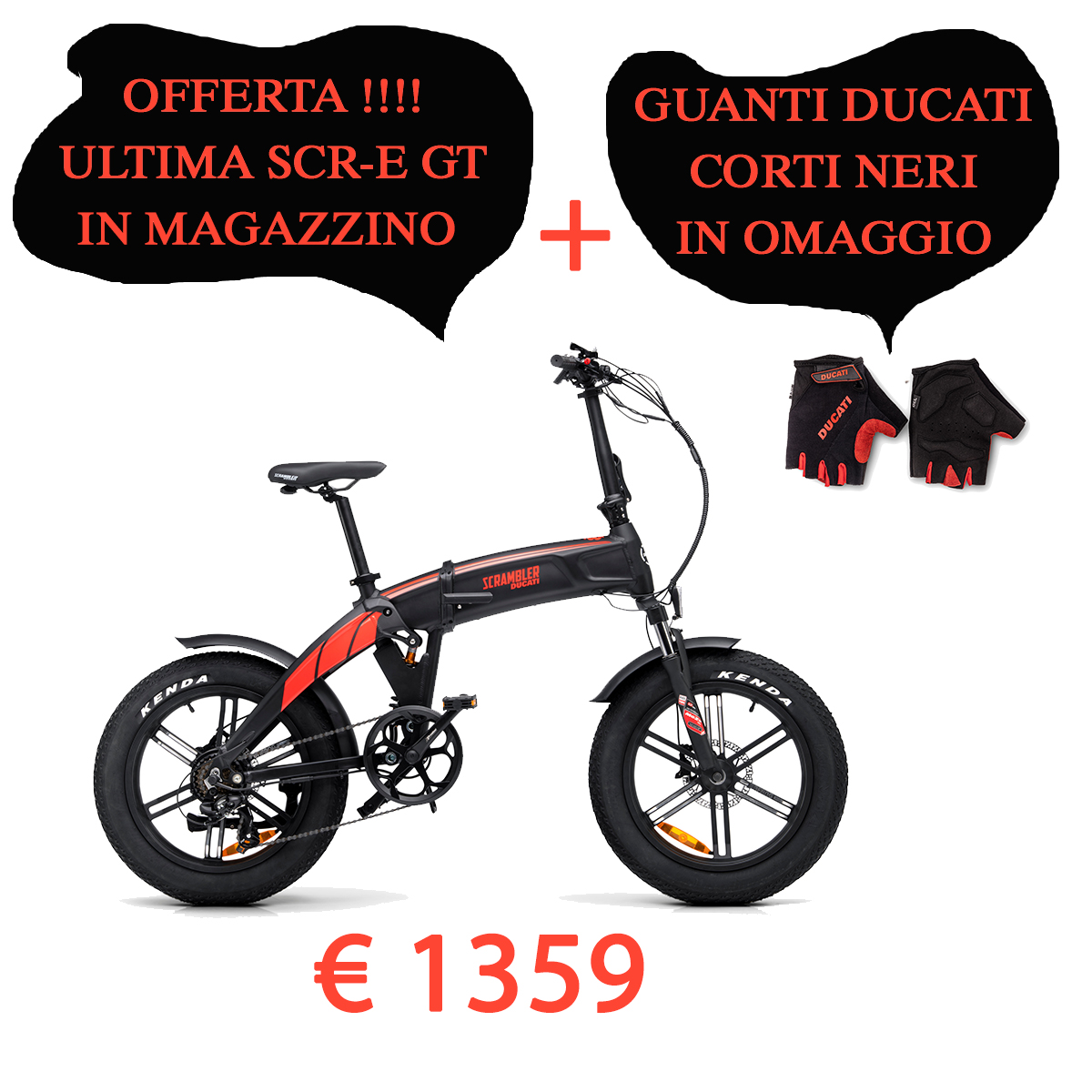 Offerta e-bike Ducati Scrambler con guanti omaggio