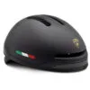Casco nero opaco con logo e bandiera italiana.