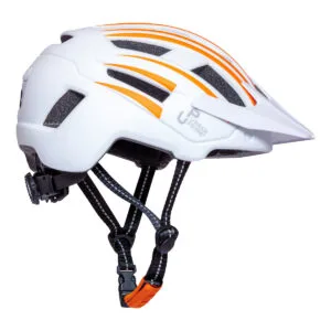 Casco bici bianco con strisce arancioni