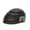 Casco pieghevole nero con logo e design moderno.