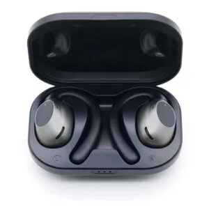 Auricolari wireless neri con custodia di ricarica