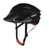 Casco nero da ciclismo con cinturino rosso