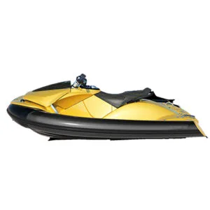 Moto d'acqua gialla su sfondo bianco