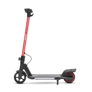 Monopattino elettrico rosso con ruote nere