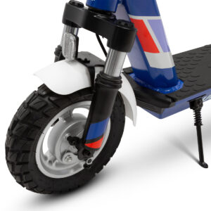 Ruota anteriore di scooter con parafango bianco
