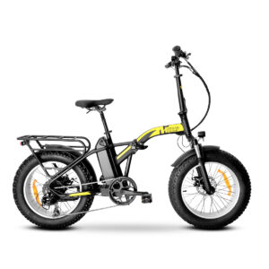 Bicicletta elettrica pieghevole nera con ruote grasse