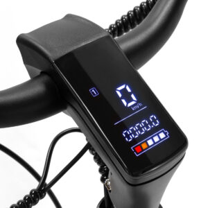 Display digitale di bicicletta elettrica con velocità zero.