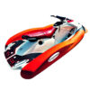 Moto d'acqua rossa con galleggianti arancioni