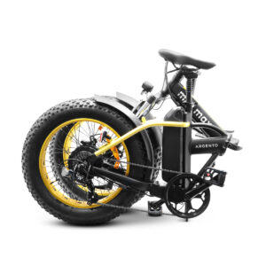 Bici elettrica pieghevole nera e gialla