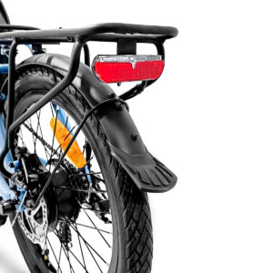 Ruota posteriore bicicletta con luci e portapacchi