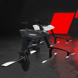 Bici acquatiche Manta5 con idrofoil su sfondo scuro