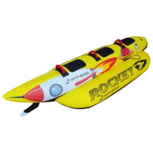 Gonfiabile trainabile a forma di razzo giallo