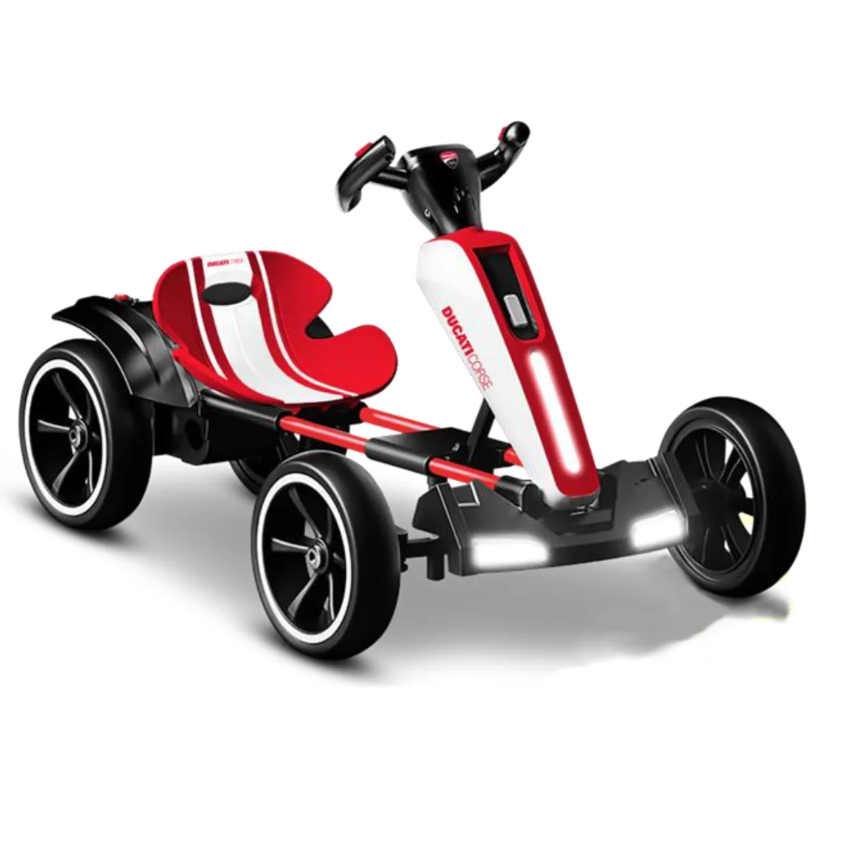 Go-kart elettrico rosso e nero per bambini