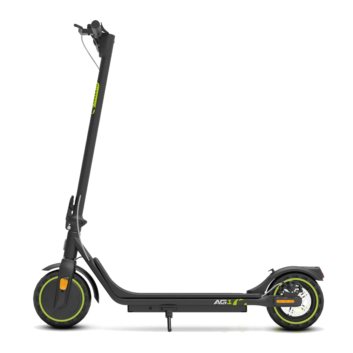 Monopattino elettrico nero con ruote verdi