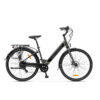 Bicicletta elettrica urbana grigia con portapacchi posteriore