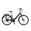 Bicicletta elettrica urbana grigia con portapacchi posteriore