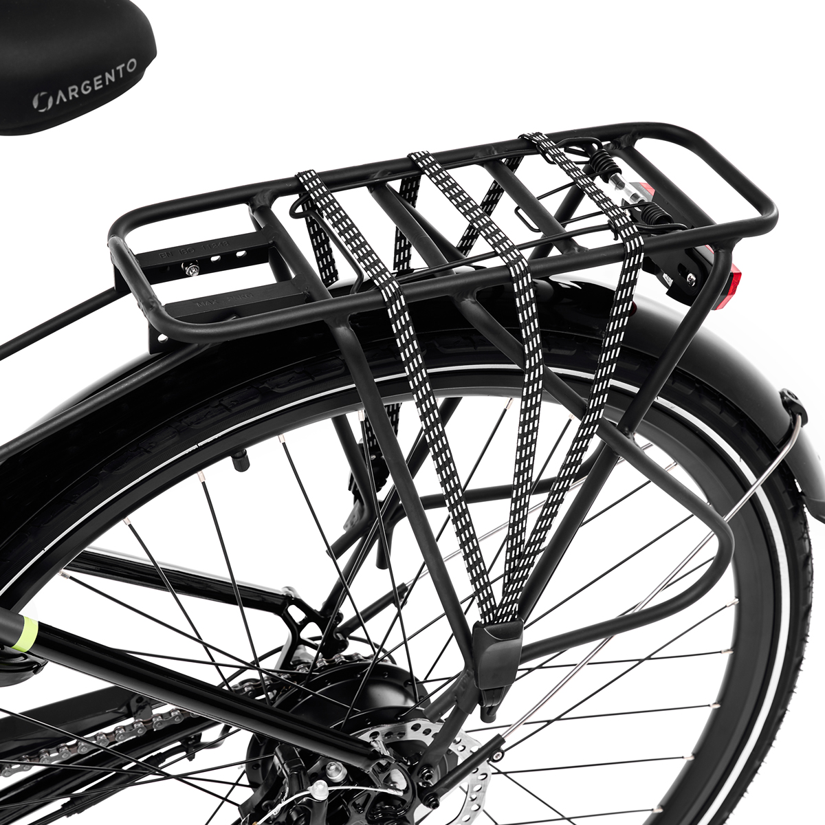 Portapacchi posteriore nero per bicicletta con elastici