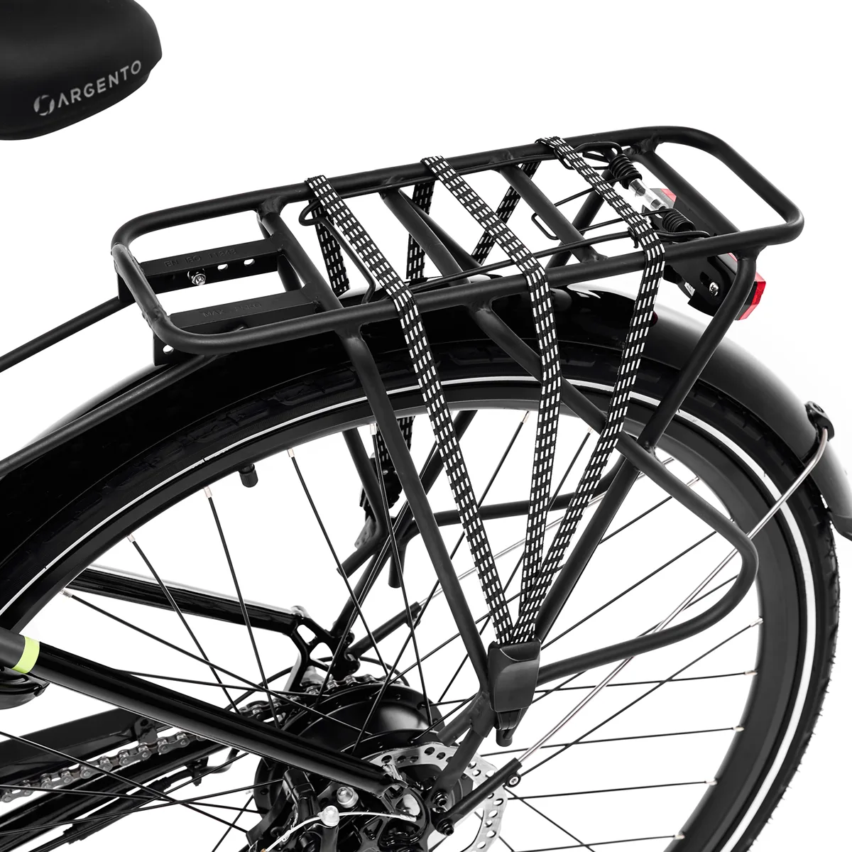 Portapacchi posteriore nero per bicicletta con elastici