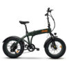 Bicicletta pieghevole elettrica verde scuro con logo Jeep.