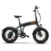 Bicicletta pieghevole elettrica verde scuro con logo Jeep.