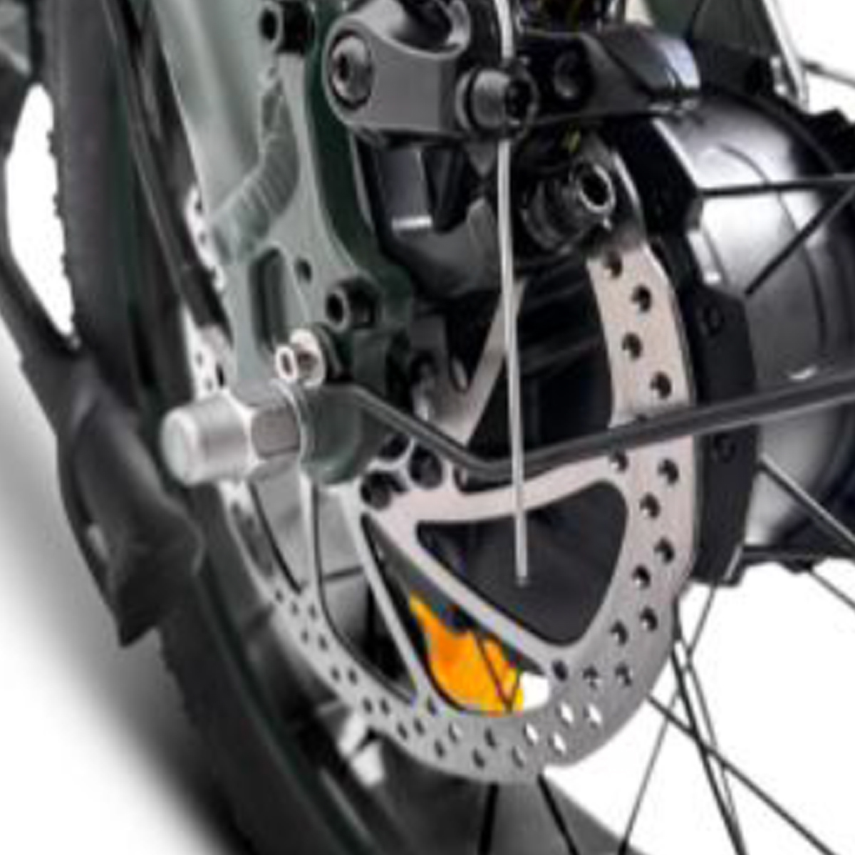 Dettaglio freno a disco bicicletta elettrica