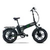 Bicicletta elettrica pieghevole nera con portapacchi posteriore