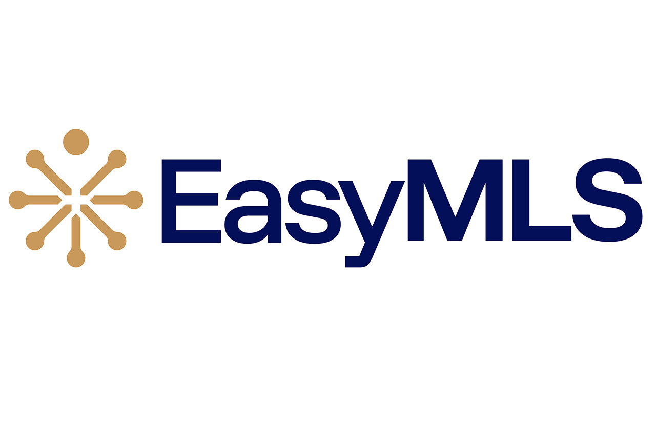 Logo EasyMLS con simbolo astratto dorato