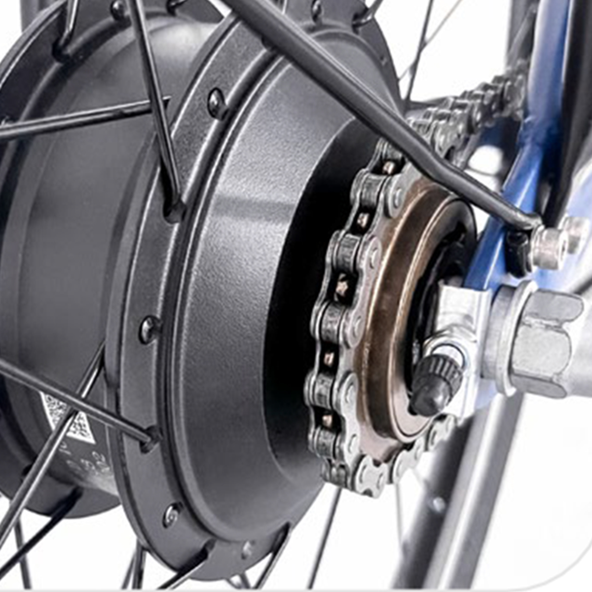 Dettaglio mozzo posteriore di bicicletta elettrica