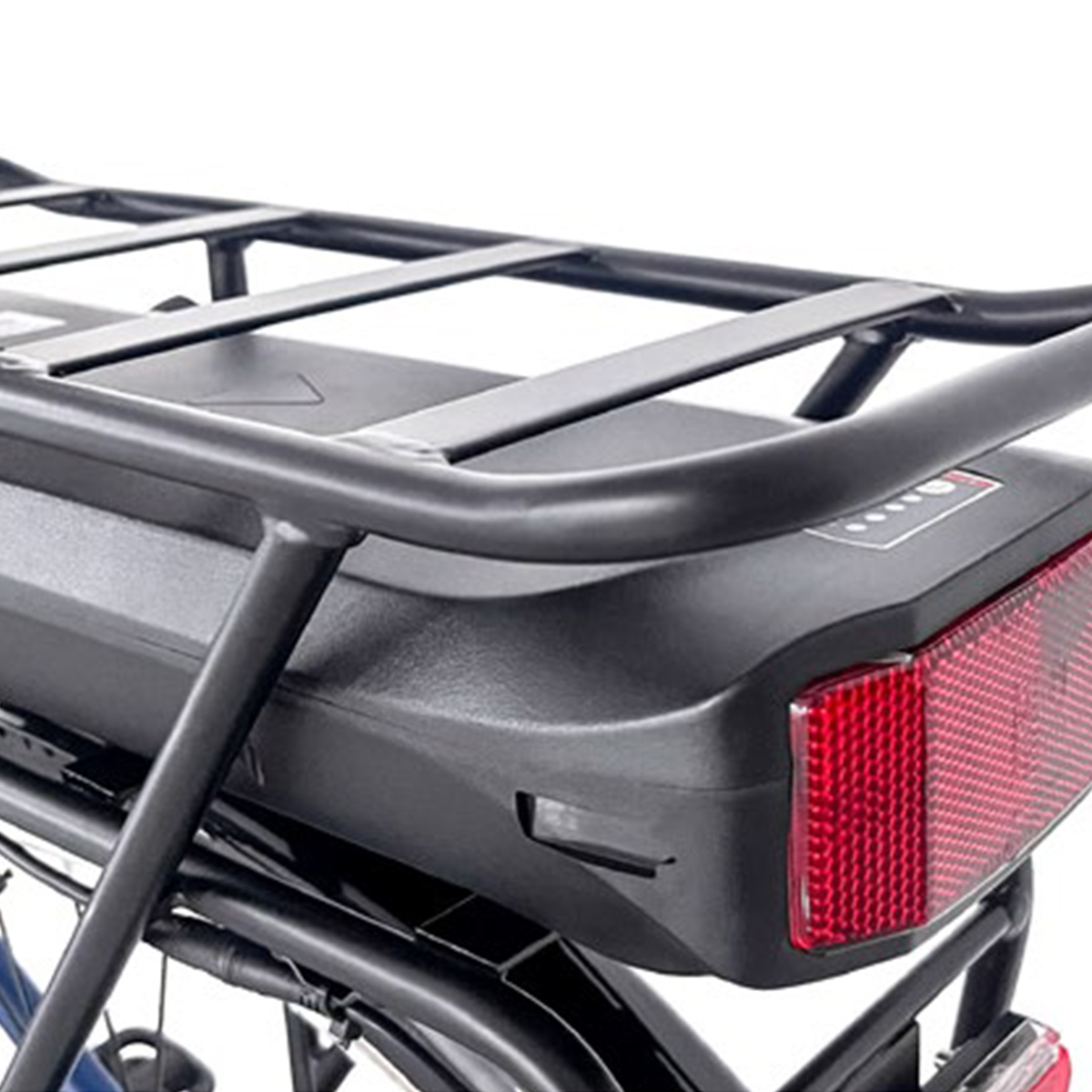 Portapacchi posteriore bici elettrica con batteria integrata