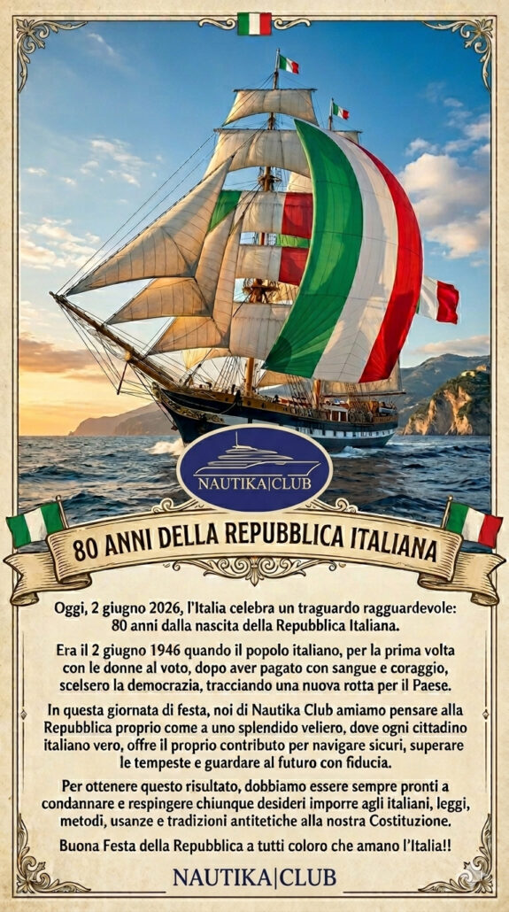 Veliero con vela tricolore per Repubblica Italiana