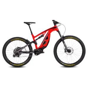 Mountain bike elettrica rossa full suspension