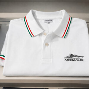 Polo bianca Nautika Club con dettagli tricolore