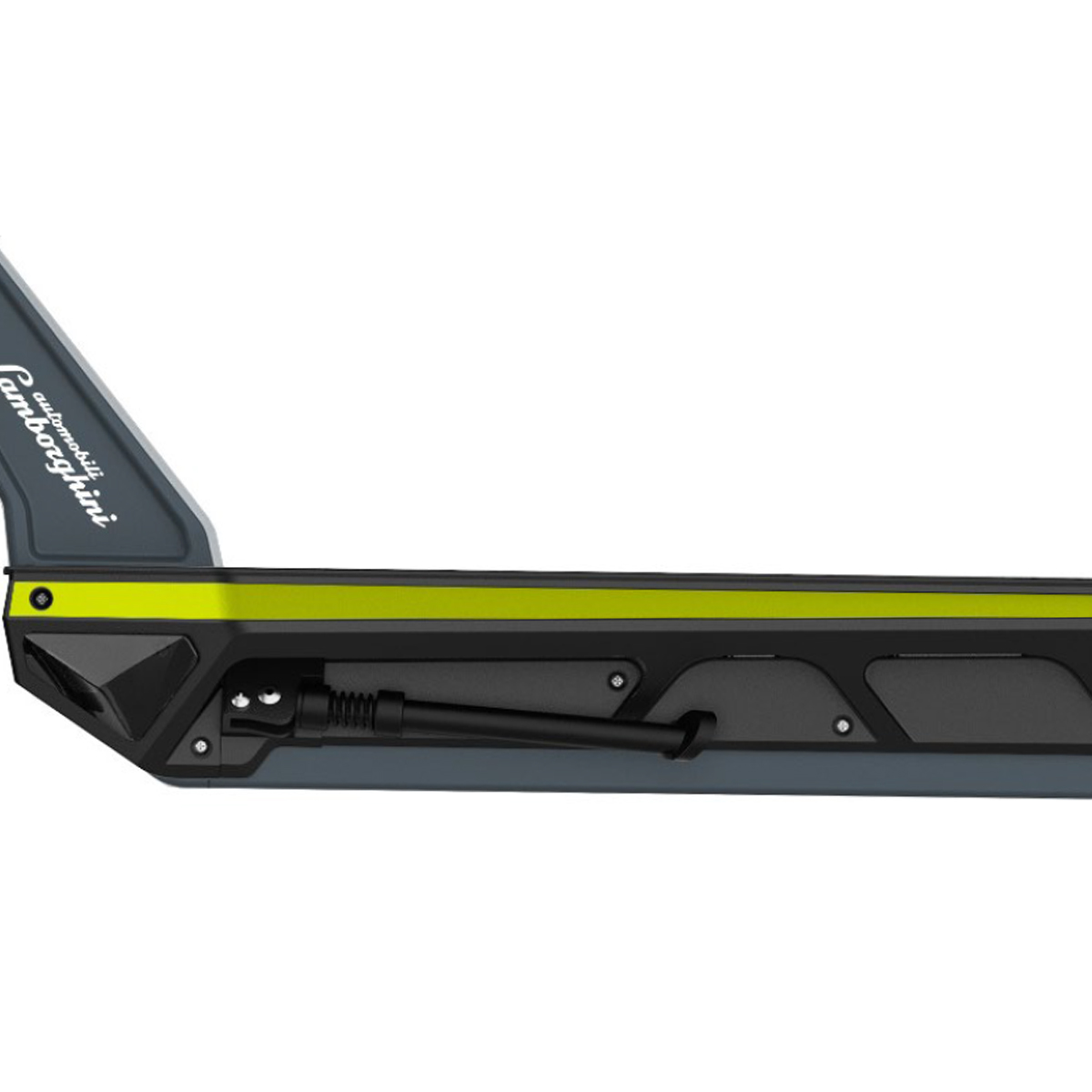 Dettaglio monopattino elettrico Lamborghini nero e giallo